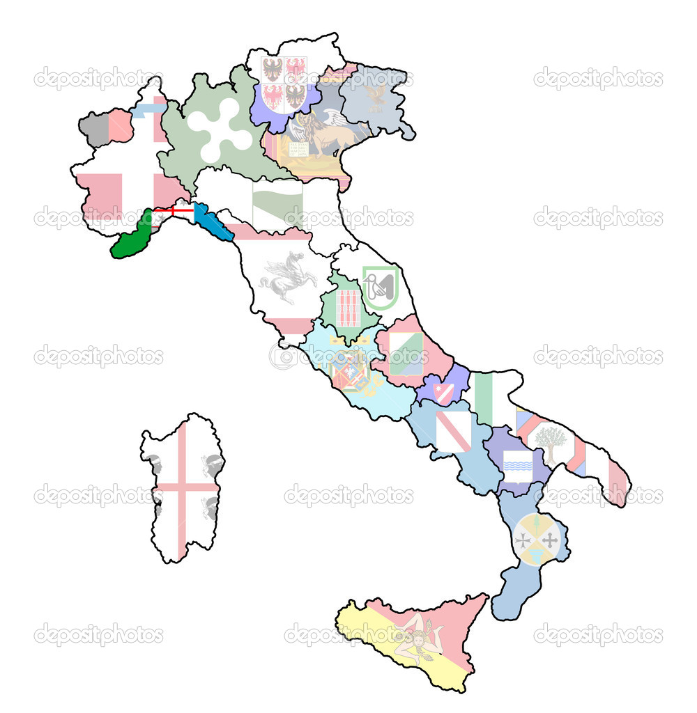 map of italy with liguria region