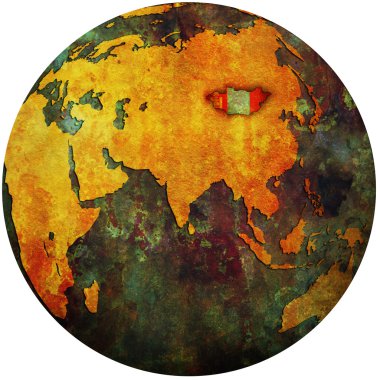 harita üzerinde Moğolistan