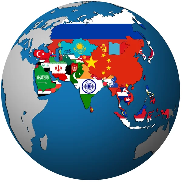 Political map of asia on globe map — Stock Photo, Image