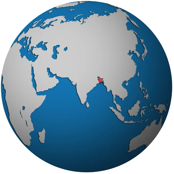孟加拉国在全球地图上 — 图库照片