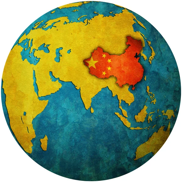 China en el mapa del globo — Foto de Stock