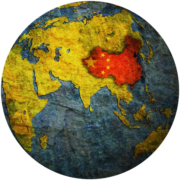 Kina på världen karta — Stockfoto