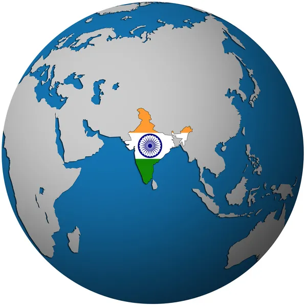 India sulla mappa del globo — Foto Stock
