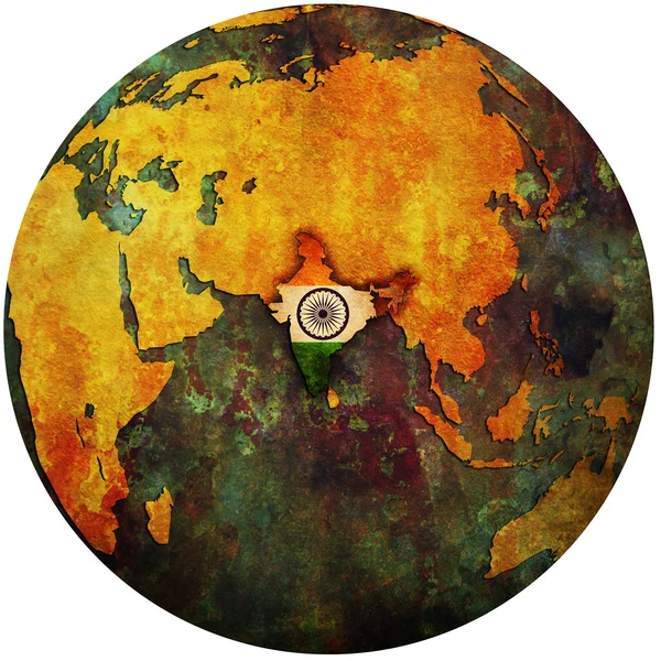 Inde sur la carte du globe — Photo