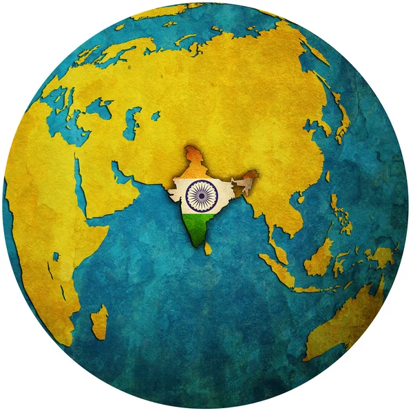 India on globe map — Stock Photo, Image