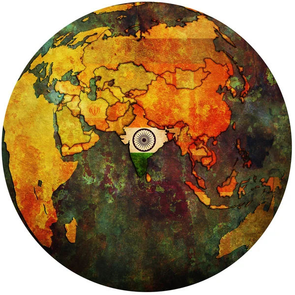 India on globe map — Stock Photo, Image