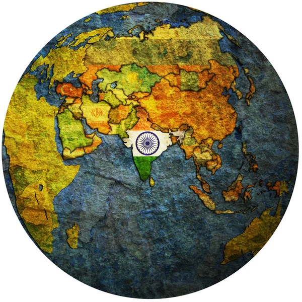 India on globe map — Stock Photo, Image