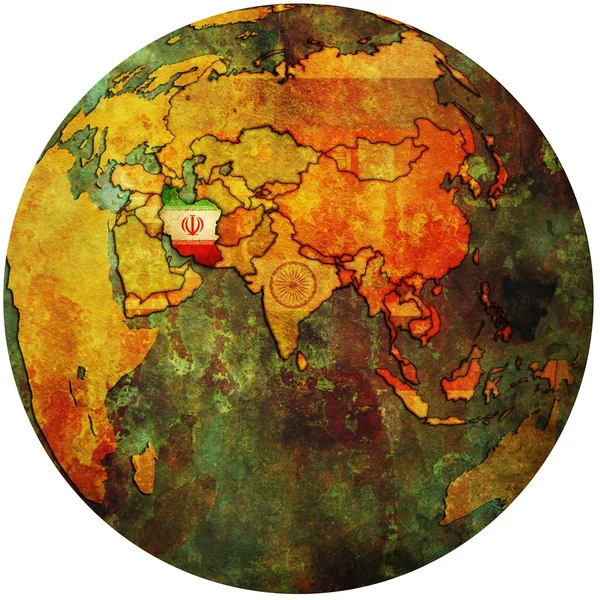 Iran на карте мира — стоковое фото