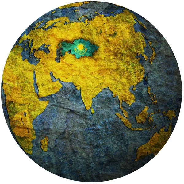 Kazachstan op globe kaart — Stockfoto