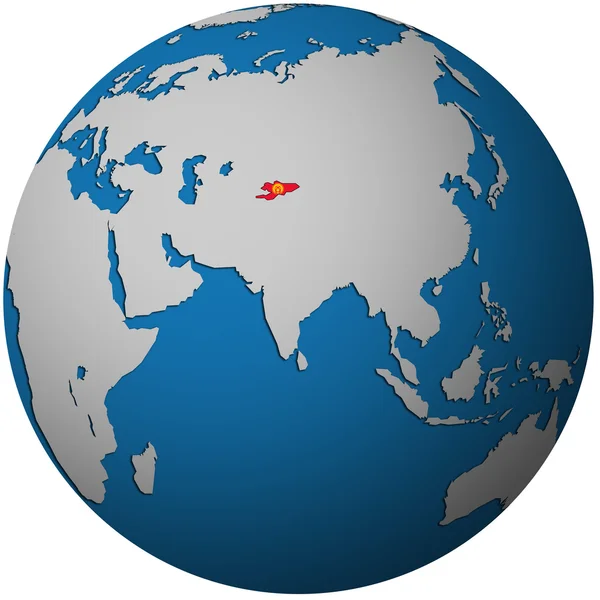 Kyrgyzstan on globe map — Stock Photo, Image