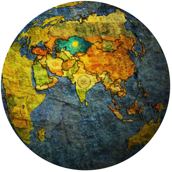Cazaquistão no mapa do globo — Fotografia de Stock