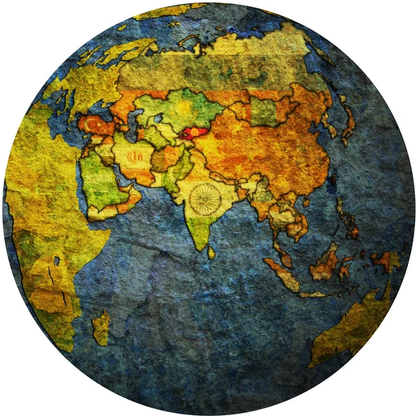 Kirghizistan sulla mappa del globo — Foto Stock
