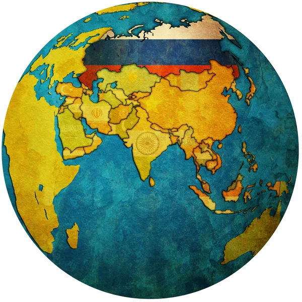 Russia on globe map — Stock Photo, Image