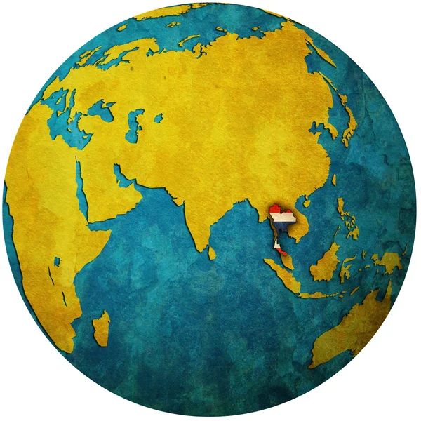 Tajlandia na mapie świata — Zdjęcie stockowe