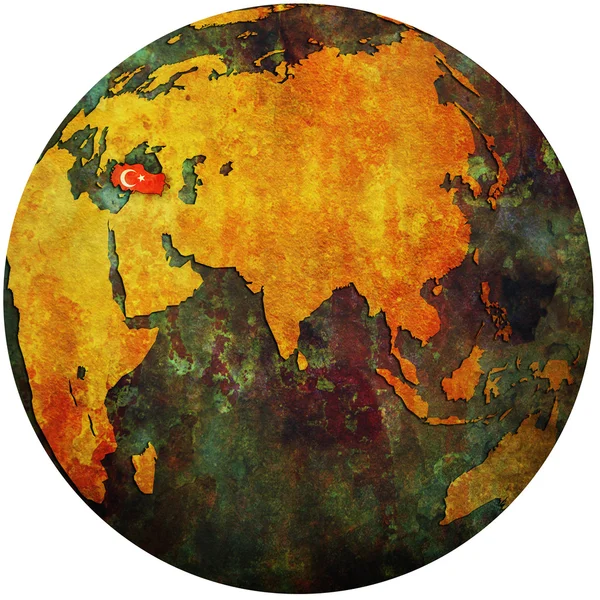 Turkey on globe map — Stock Photo, Image