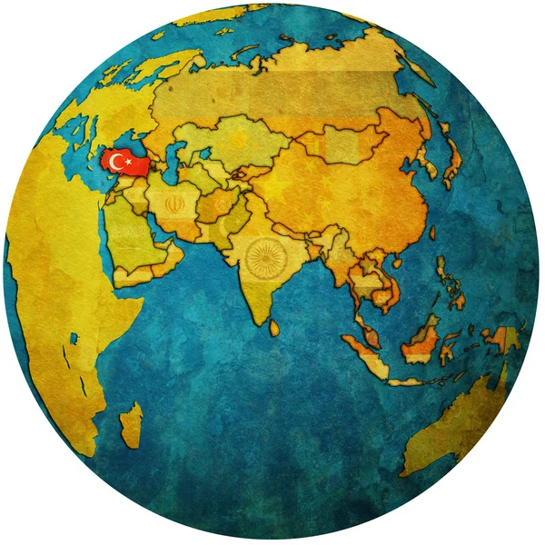 Tacchino sulla mappa del globo — Foto Stock