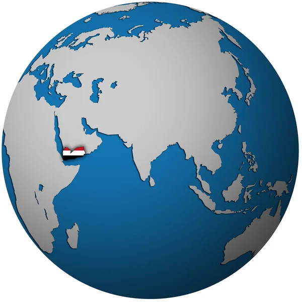 Yemen en el mapa del globo — Foto de Stock