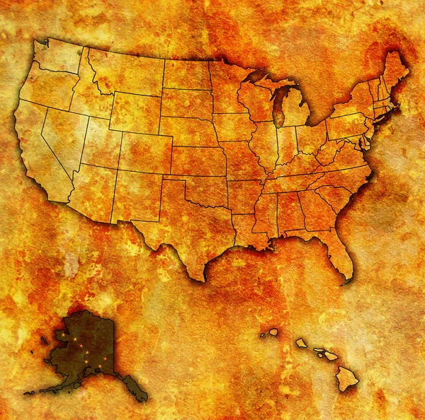 Alaska sulla mappa di usa — Foto Stock