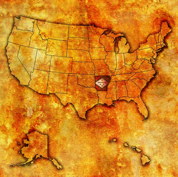 Arkansas sulla mappa di usa — Foto Stock