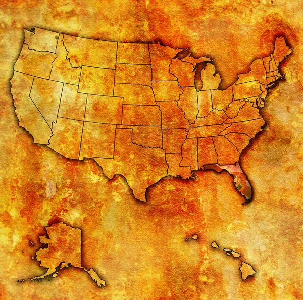 Florida sulla mappa di usa — Foto Stock