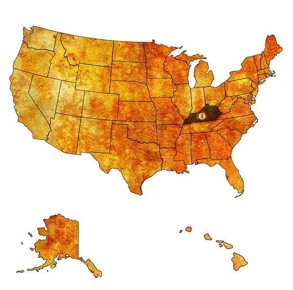 Kentucky sur la carte de usa — Photo