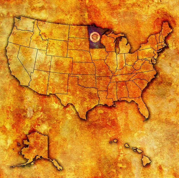 Minnesota auf der Karte der USA — Stockfoto
