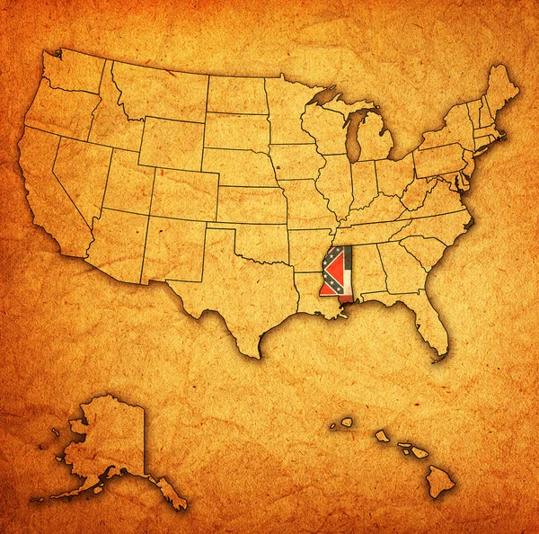 Mississippi no mapa de eua — Fotografia de Stock