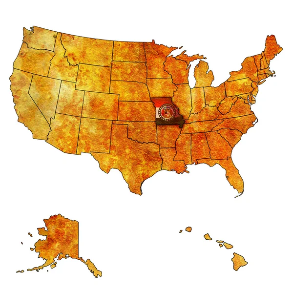 Missouri op de kaart van de v.s. — Stockfoto