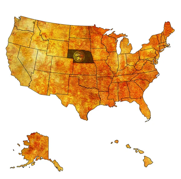 Nebraska en el mapa de usa —  Fotos de Stock