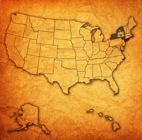New york auf der Karte der Vereinigten Staaten — Stockfoto