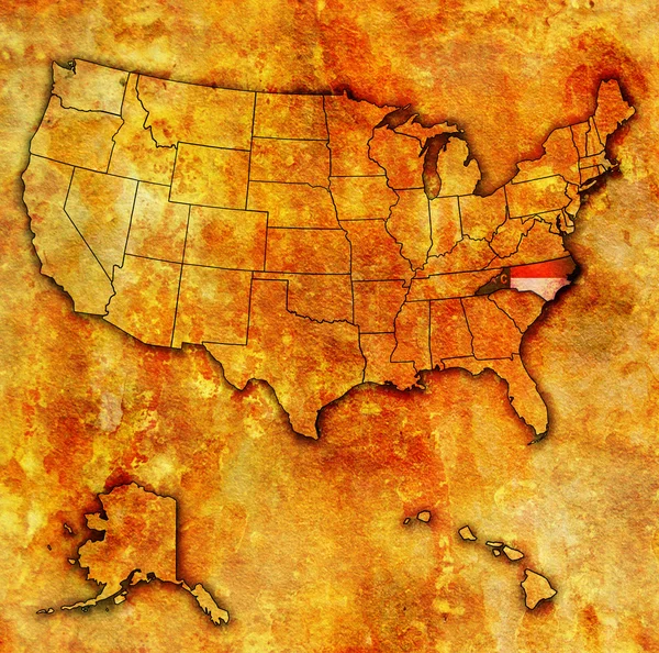 Carolina nord sulla mappa di usa — Foto Stock