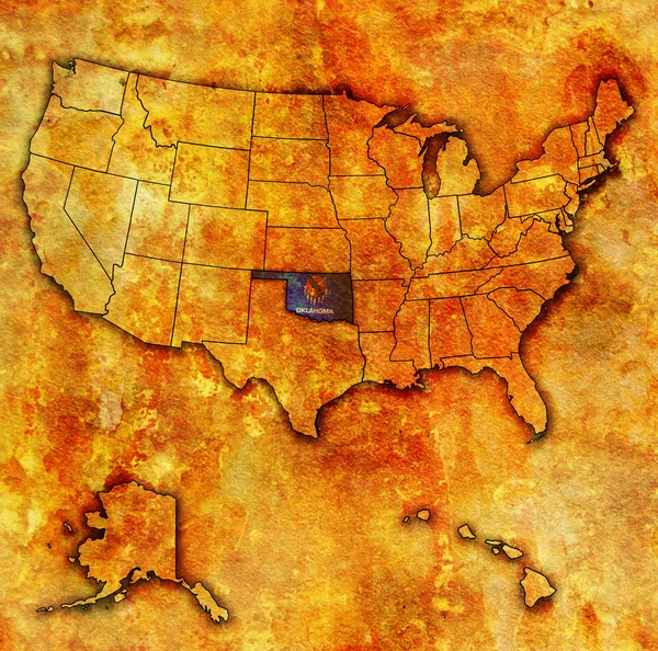 Oklahoma on map of usa — Stock Photo, Image