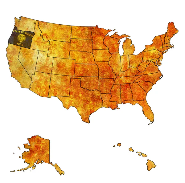 Oregon på karta över usa — Stockfoto