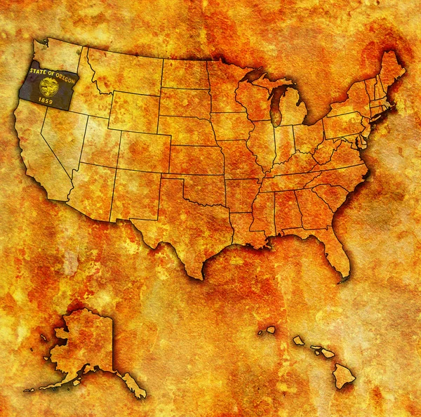 Oregon sulla mappa di usa — Foto Stock