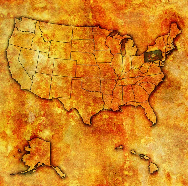 Pennsylvania on map of usa — Stock Photo, Image