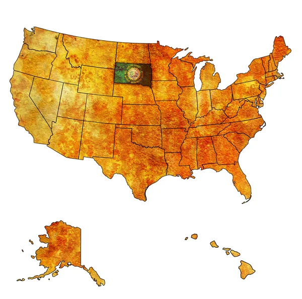 Νότια Ντακότα στο χάρτη των ΗΠΑ — Φωτογραφία Αρχείου