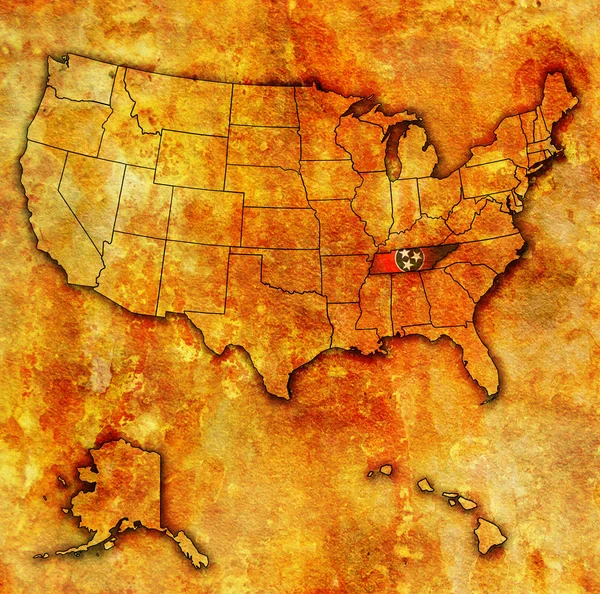 Tennessee na mapu usa — Stock fotografie