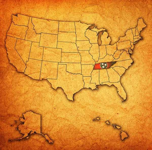 田纳西州的美国地图 — 图库照片