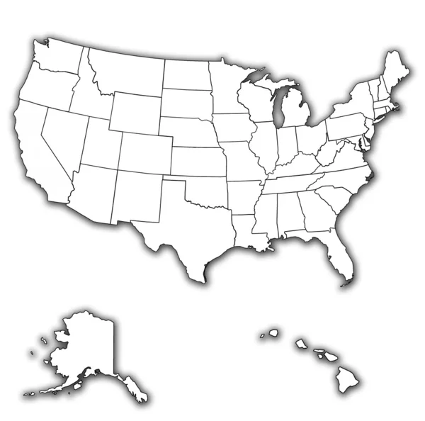 Estados en el mapa de usa — Foto de Stock