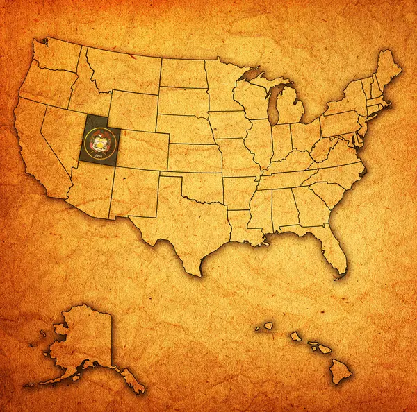 Utah auf der Karte von USA — Stockfoto