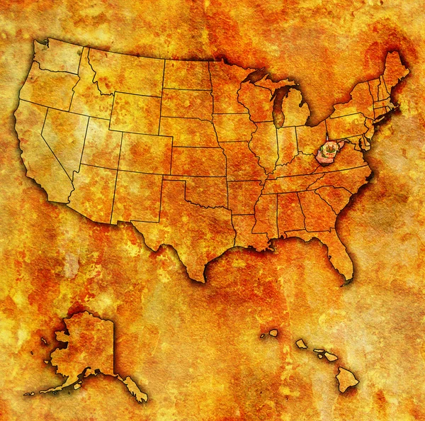 West virginia on map of usa — Stock Photo, Image