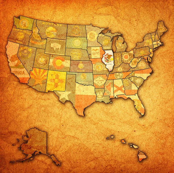 Illinois op kaart van de v.s. — Stockfoto