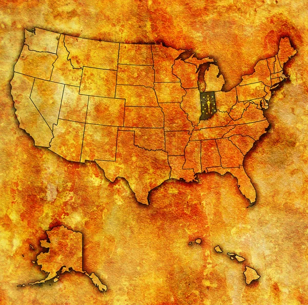 Indiana en el mapa de usa — Foto de Stock