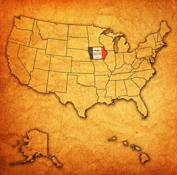 Iowa auf der Karte der Vereinigten Staaten — Stockfoto