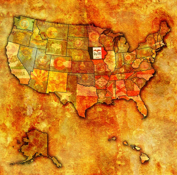 Iowa sulla mappa di usa — Foto Stock