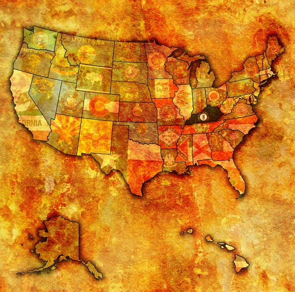 Kentucky sulla mappa di usa — Foto Stock