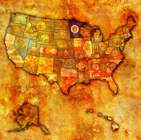 Minnesota sulla mappa di usa — Foto Stock