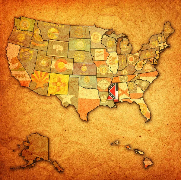 Mississippi op kaart van de v.s. — Stockfoto