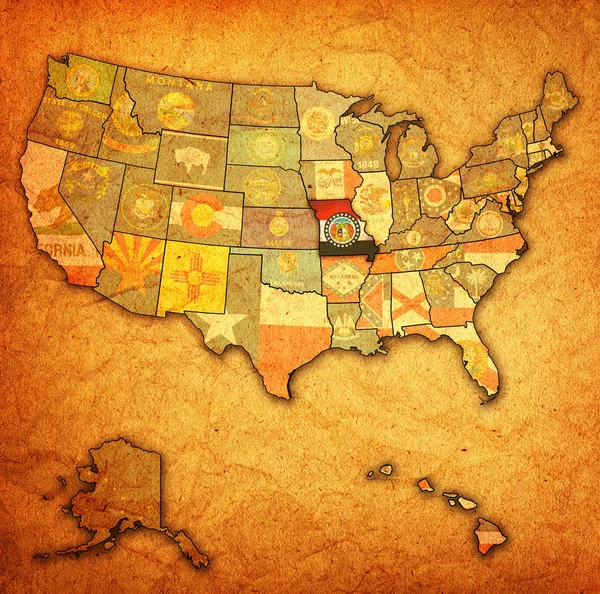 Missouri auf der Karte der Vereinigten Staaten — Stockfoto