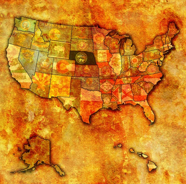 Nebraska no mapa de eua — Fotografia de Stock